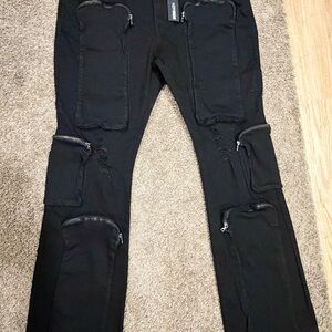 Fashion Nova Black Stacked Jeans